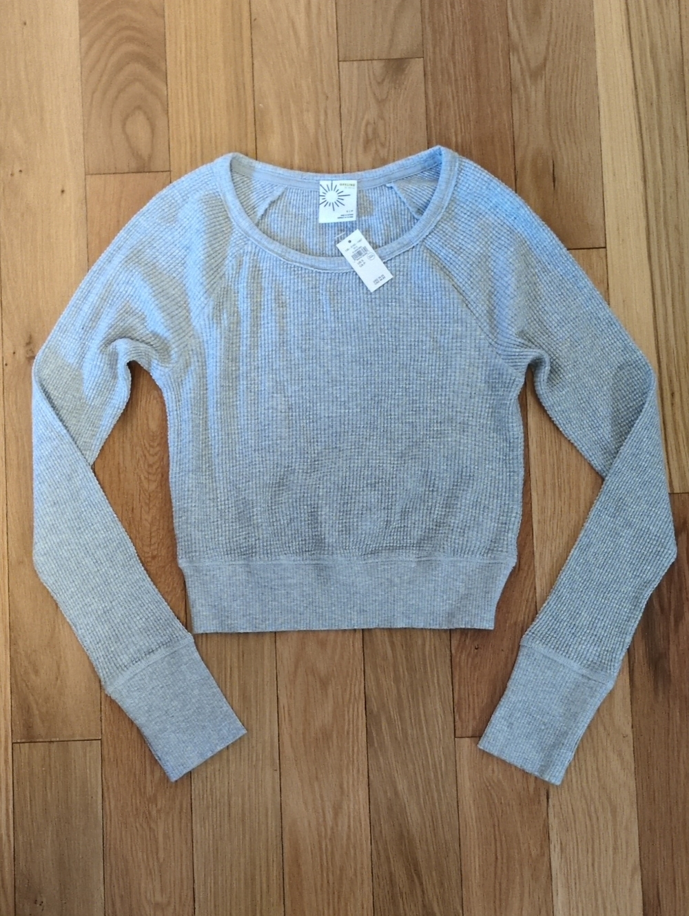 Offline Light Gray Ribbed Scoop-Neck Cropped Sweater